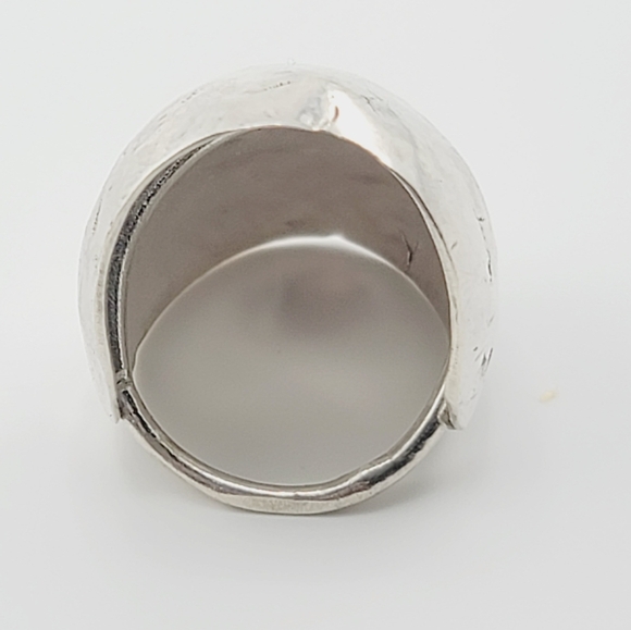 HOLLOW RING HAMMERED FOR TEXTURED HANDMADE IN STERLING SILVER METAL SIZE 6 - Picture 2 of 7